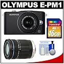 Olympus PEN Mini E-PM1 Micro Digital Camera & 14-42mm II Lens (Black) with M.Zuiko 40-150mm ED Zoom Lens + 16GB Card + Cleaning Kit (Refurbished by Olympus)
